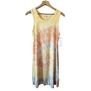 Women's S NWT Thread & Supply Tie Dye Orange Sunset Jersey Stretch Tank Dress